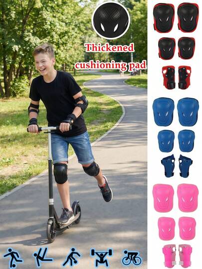 1 Set 4-Color 2-Size Options Cow Head Roller Skates, Skateboard Safety Gear Set Including Palm, Knee, Elbow Pads, Suitable For Roller Skating, Skateboarding, Cycling And Other Outdoor Sports