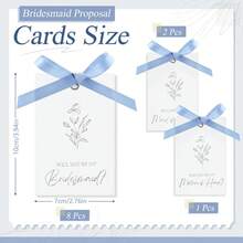 11张伴娘邀请卡，丝带蝴蝶结装饰，花卉金属设计，新娘礼物，8张“你愿意做我的伴娘吗？”邀请卡，2张首席伴娘邀请卡，1张伴娘邀请卡，适用于婚礼和新娘送礼会。蝴蝶结需要手工系好。 - 彩色 - 查看 16