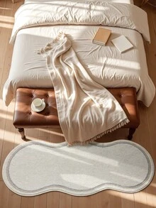 DAJIANG 1 件装米色不对称波浪边羊毛地毯，适用于浴室、厨房、户外、室内、走廊、卧室、客厅、床边，可机洗，易于清洁，底部防滑，适合卧室装饰、浴室装饰、房间装饰、户外装饰 - 彩色 - 查看 5