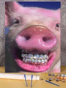 Sparkling Pig Smile DIY Oil Painting By Numbers Canvas Painting Crafts Adult Home Decoration 40x50cm/16x20inch Holiday Gifts - 40*50cm - View 3