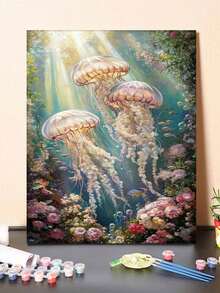 海洋幻想水母 DIY 數字油畫套裝 40x50cm/16x20in 成人手繪著色畫布 家居裝飾 節日禮物 - 40*50厘米 - 查看 8