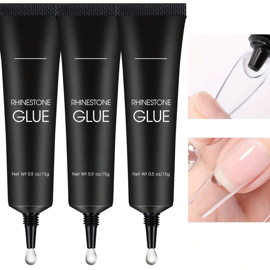 3pcs New Super Strong Nail Glue (15g) Provides A Strong, Secure Hold And Is Suitable For Nail Art Decorations And Extensions, Including Nail Jewelry, Jewels, Diamonds, And Other Multi-Functional UV/LED Gels. - 15g*3pcs - 查看 1