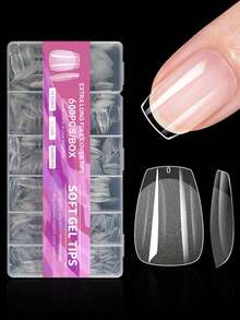 600pcs Almond-Shaped Short Matte Transparent Acrylic False Nail Tips, Semi-Finished Artificial Nails, Suitable For DIY Manicure, Press-On Nails And Other Nail Art Supplies - Multicolor - View 12