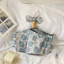 French Ins High-Quality Ditsy Floral Umbrella, Wooden Handle Sunshade Anti-UV Foldable Dual-Use Umbrella - Floral Umbrella - View 12