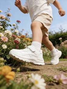 1双儿童白色运动鞋，儿童运动鞋，新款春秋季女童厚底运动鞋，学生男童跑步鞋 - 白色 - 查看 3