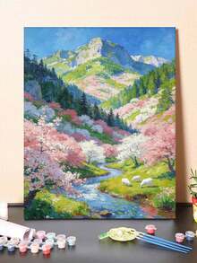森林鹿溪流風景 DIY數字油畫 手作手工藝 家居裝飾 40x50cm/16x20in 節日禮物 - 套裝 - 查看 11