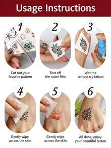 4 Eagle Flower Free Romantic Theme Designs With Sexy, Dark, Realistic And Powerful Arms, Legs, Body Tattoo Stickers For Women, Beautiful Tattoo Stickers, Waterproof Stickers, Women's Body Art Stickers, Wedding Parties, Beach, Summer Nightclub Tattoo Stickers - Multicolor - View 4