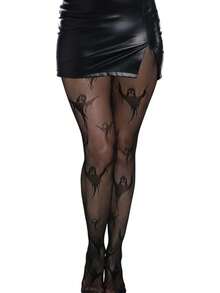 Women's Fishnet Stockings Sexy Tights Lace Pantyhose Pattern Leggings - Black - View 3