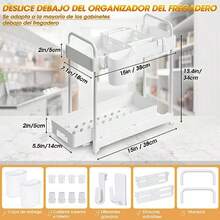 Paquete de 2 organizadores debajo del fregadero organizadores de cocina extraíbles de 2 niveles y organizador multiusos para estante debajo del fregadero para gabinete de cocina y baño - Blanco - Ver 4