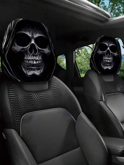 2pcs Car Seat Cover Set - Portrait Print Headrest Covers, Suitable For Long Distance Travel, Washable & Durable, Fit For Sedan, Truck, SUV, Easy Installation, Car Seat Protector, All Season Use, Suitable For Commuting And Road Trips