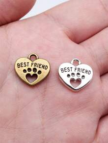 10pcs 14x15mm Double Sided Best Friends Paw Heart Charms Pendant For DIY Jewelry Making Necklace Keychain Phone Chain Bracelet Making Accessories Handmade Craft Making Findings - Dog Paw - View 1