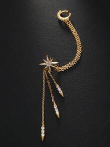 1pc Sexy Waterdrop Rhinestone Flower Zirconia Earrings, Fashionable Jewelry Gift For Friends - Water Drop - View 3