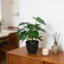 1pc Artificial Turtle Back Bamboo Plant Potted - Minimalist Home Decor | Approx. 11.8 Inches Tall Including Black Planter | Perfectly Fits Living Room Shelves, Study Display Cabinets, Office Desks, Entryway Cabinets And Other Scenes To Infuse A Fresh, Healing Natural Ambiance - Green - View 7