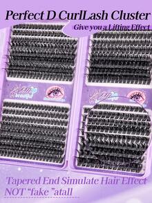 MEM Set Buku Bulu Mata Palsu D Curl Fluffy 640pcs, Bulu Mata Palsu Segmen Kapasitas Besar, Berbagai Kombinasi, Set DIY Cocok Untuk Pemula, Termasuk Lem, Perekat, Pinset Dan Kuas, Ciptakan Riasan Mata Lembut Alami yang Beragam - Hitam - View 10