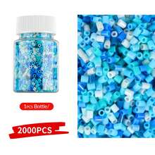 2,6 mm Perles de fusion Sundymot, série de couleurs bleues, emballées individuellement, 2000 pièces+ avec bouteille de rangement, anti-déversement, fournitures artisanales pour fabrication de bijoux, pendentifs, porte-clés, cadeaux pour remise des diplômes, rentrée scolaire, Noël, fête, anniversaire, kit de recharge de perles de fusion multicolores de 2,6 mm - Perles puzzle de 2,6 mm - Voir 12