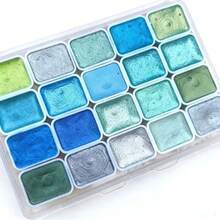 20 Colors Pearl Powder Solid Watercolor Paint Set, Dunhuang & Metallic Tones, Suitable For Floral Arrangement, Packaging, Calligraphy, Painting, DIY Model Making - A - View 11