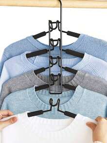 5pcs Metal Heavy Duty Space Saving Clothes Hangers, 5-In-1 Multi-Layer With Non-Slip Foam Padded, Suitable For Coats, Sweaters, Suits And T-Shirts - Multicolor - View 3