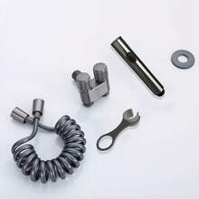 Wall-Mounted Handheld Bidet Sprayer Set | Classic Brushed Stainless Steel Spray Gun + Retractable Hose + Bracket | Toilet Cleaning Training Accessory | Modern Bidet System | Bathroom Bidet Sprayer - Multicolor - View 5