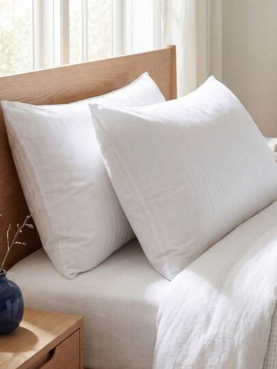 1/2pcs White Bed Pillow, Luxury Hotel Series Soft Pillow Core, Made Of High-Quality Soft 3D Down Alternative Filling, Suitable For Supine, Prone Or Side Sleeping Posture, Standard Size