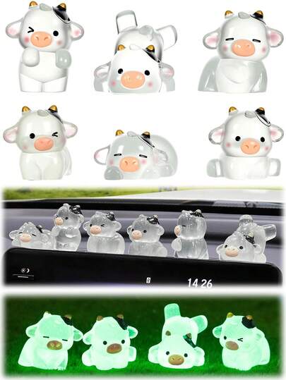 5/10/30/50pcs Random Style DIY Glowing Miniature Cow - Glowing Mini Resin Animal Cow - Mini Toy - Handmade Decorative Accessory - Glowing Cow In The Dark - Suitable As A Holiday Gift - Stocking Gift - Party Gift - Prank Game - Landscape Garden Decoration