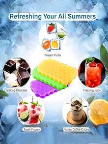 1/2/4 piezas Moldes de cubitos de hielo, Moldes de cubitos de hielo de fácil liberación con tapa a prueba de fugas, Bandeja de cubitos de hielo apilable, Adecuado para cócteles, café - Multicolor - Ver 3