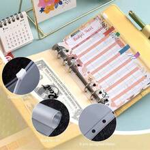 1pc A6 Budget Binder With Cash Envelope. Cash Savings Notebook Budget Planner PU Leather Loose Leaf Binder With 2 A6 Binder Pockets, Cash Envelope Holder - Multicolor - View 9