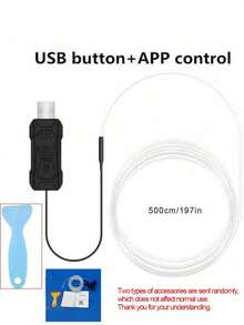 1pc New Noiseless Car Interior Ambient Light, Smartphone APP Control EL Glow Line Hidden LED Light, No Wiring Required - one-size - View 12