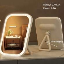 LED化妆镜，桌面化妆镜，3种灯光模式，300mAh USB充电化妆镜，便携式化妆镜，适合宿舍、办公桌使用，生日、毕业、返校的最佳礼物，学生、旅行、办公、卧室的多功能化妆镜，情人节、母亲节的完美礼物 - 彩色 - 查看 6