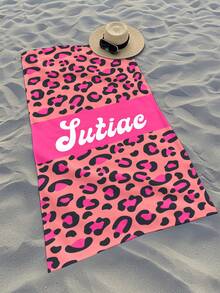 Toalla de playa personalizada con estampado de leopardo, toalla de playa con estampado de leopardo personalizada, toalla de playa con estampado de leopardo personalizada para novia, toalla de playa para damas y caballeros solteros - Multicolor - Ver 4