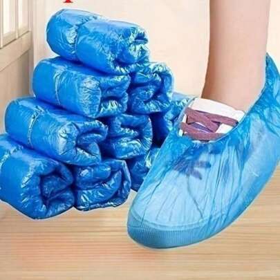 100pcs/Pack (50 Pairs) Disposable Non-Slip Shoe Covers - 15.7 Inches (Approx. 39.1 Cm) Sanitary Waterproof Foot Sleeves, Indoor Shoe Covers, Suitable For US Men's Size 11 And US Women's Size 13