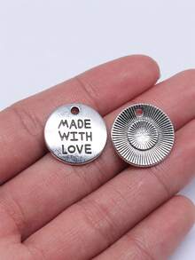 10 chiếc mặt dây chuyền hình trái tim khắc một mặt, kích thước 19x19mm, dùng để tự làm trang sức, vòng cổ, móc khóa, dây điện thoại, vòng tay, phụ kiện làm đồ thủ công mỹ nghệ. - Được làm bằng tình yêu - Xem 3