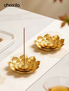 choxila 1pc Lotus Shaped Aromatherapy Burner, Minimalist Metal Incense Holder Base, Suitable For Holiday Decor, Yoga Studio Decor And Aromatherapy. Can Also Be Used As Housewarming Gift, Souvenir Or Holiday Gift For Friends, Ladies Or As Back To School Gift, Souvenir Or Living Room Decor - Incense Burner - View 3