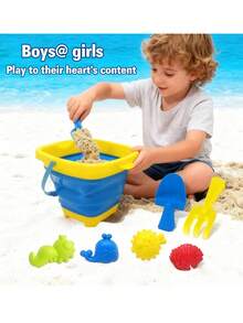 13pcs/7pcs Beach Toy Set, Children Sand Box Toys Including Whale, Starfish, Shell Models, Beach Tool Set, Bucket With Net Bag, Shovel And Rake, Suitable For Boys And Girls Over 18 Months. Small Size Suitable For Backyard Party, Summer Travel, Beach - Multicolor - View 6