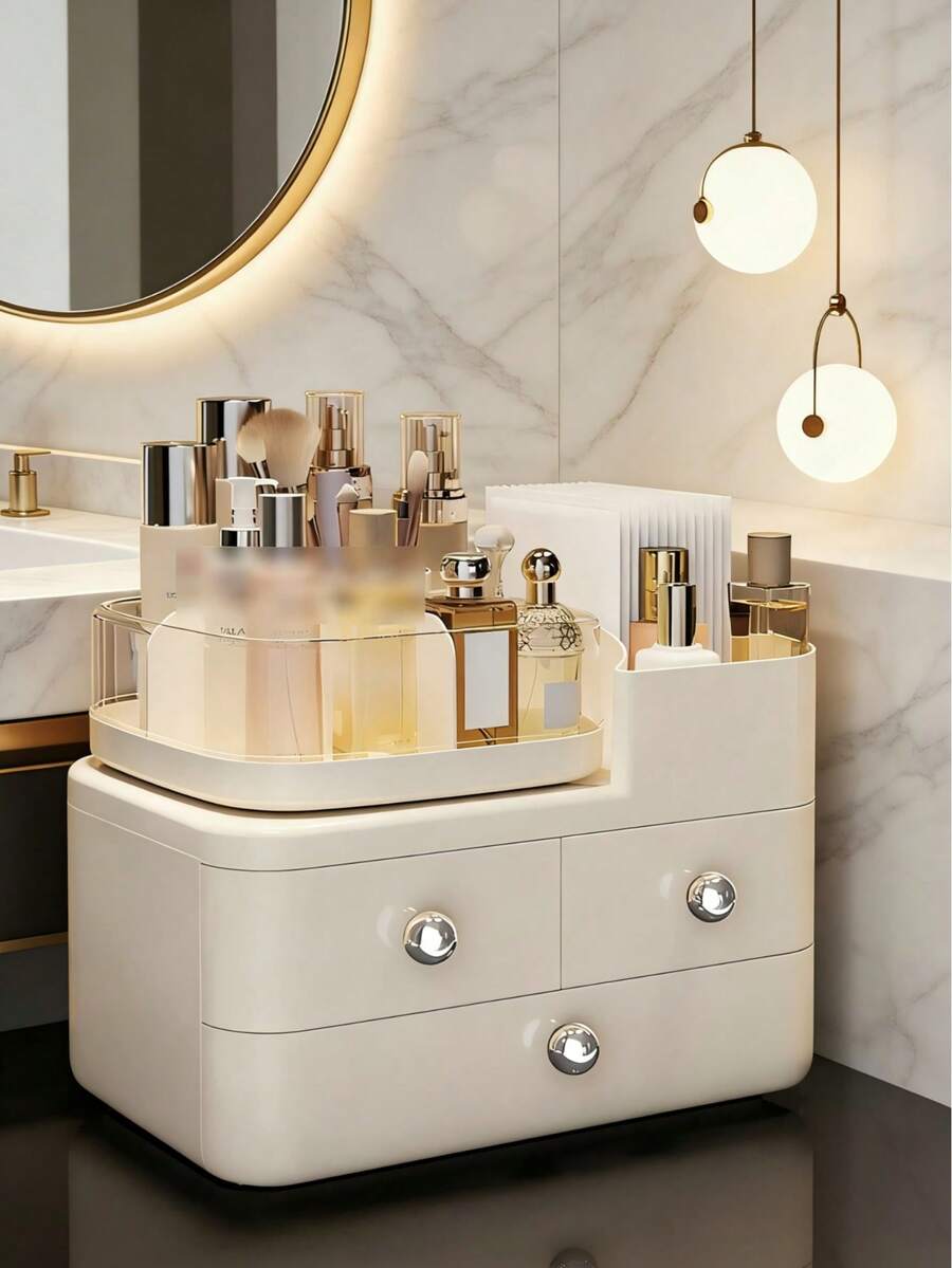 Hộp đựng đồ trang điểm, Hộp đựng đồ trang điểm phòng ngủ cao cấp, Hộp đựng mỹ phẩm bằng nhựa đựng sản phẩm chăm sóc da & son môi - Nhiều màu - Xem 1