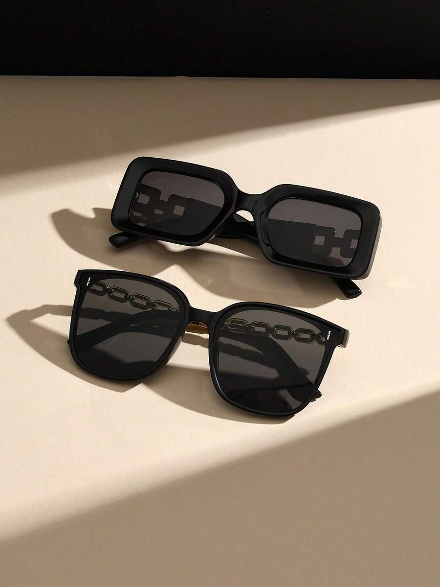 2pcs Geometric Leopard Cool Personality Classic Street Style Women Fashion Eyeglasses For Driving Fishing Camping Daily Life Street Snap Tropical Beach Vacay Business Casual Accessories - 2 chiếc màu xám đen - Xem 1