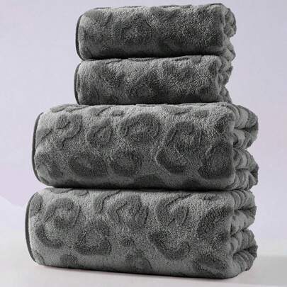 1 Stück/2 Stück Luxus Leoparden Muster Handtuch Set - Jacquard Korallen Samt Plüsch Handtuch, ideal für kühne Wohndekoration und Spa Umgebung