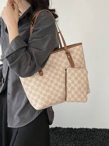 2026新款高档女士单肩包 - 日常现代风格，简约百搭，大容量带小袋 - 卡其色 - 查看 10