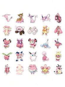 pokemon 50pcs Pink Kawaii Cute Vinyl Waterproof Stickers For Kids, Laptop, Water Bottle, Phone, Bullet Journal, Scrapbooking DIY Crafts - Multicolor - View 4