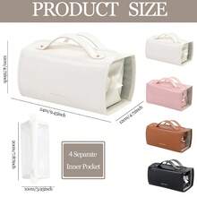 4-In-1 Detachable Waterproof Leather Cosmetic Bag, Women's Foldable Hanging Travel Makeup Bag With Compartments - View 2