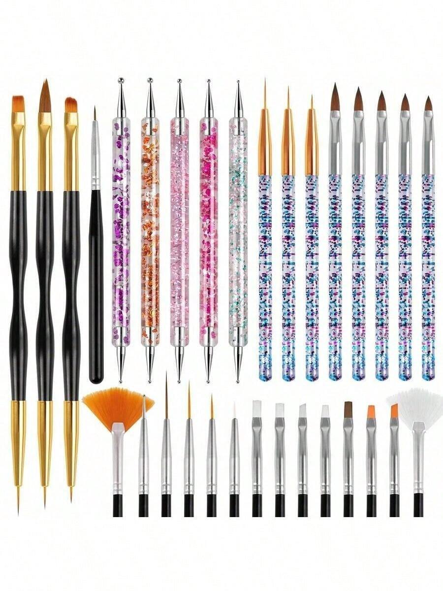 1支装亚克力美甲笔，美甲彩绘笔，美甲点彩工具套装，美甲勾线笔，美甲除尘笔，适合初学者和美甲沙龙家庭使用 - 彩色 - 查看 1