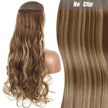 Clip-In Natural Hair Extension, Long Straight Synthetic Hairpiece, Blonde, Black, Mixed Color, Fake Hairpiece For Women HKQE - 淺灰色 - 查看 12