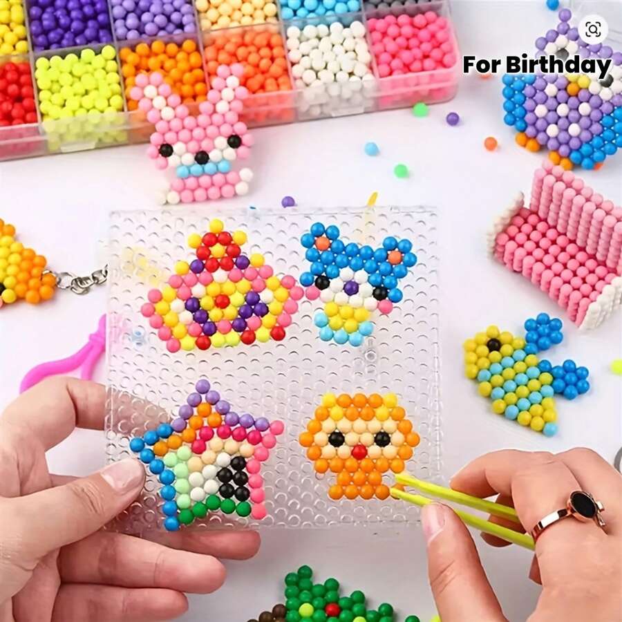 一套水雾魔法串珠套装，可用于制作各种形状、图案和造型的饰品，是生日礼物的绝佳选择。 - 彩色 - 查看 1