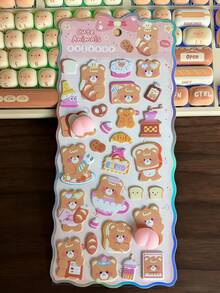 3D立体浮雕可爱卡通动物贴纸 - 桃子造型泡沫贴纸，适用于DIY日记、笔记本和手工制作 - 彩色 - 查看 7