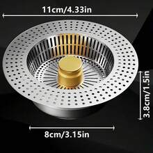 1pc Kitchen Sink Strainer, Universal Pressure Type Sink Drain Stopper, Fits Washing Basin - A - View 2