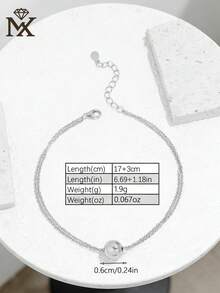 SYMFNY 1pc New 925 Silver Round Bead Double-Layer Chain Bracelet For Women, Casual Versatile, Luxury Jewelry Gift - Silver - View 6