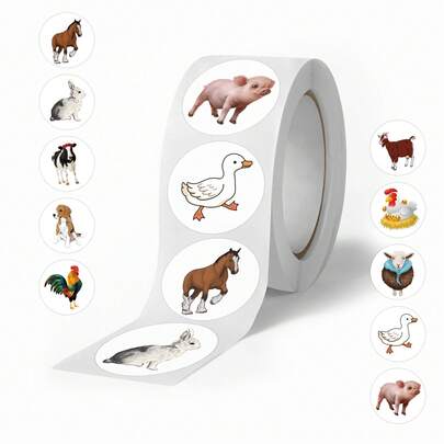500pcs Cartoon Farm Animal Stickers, For Decorating Stationery, Cups, Luggage, Skateboards, Guitars, Scrapbooking DIY Materials