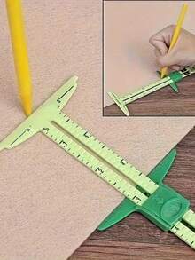 1/2件装 5合1缝纫尺，塑料滑动测量工具，适用于缝纫、测量和绗缝，理想的母亲节礼物，家用缝纫和手工用品 - 彩色 - 查看 2
