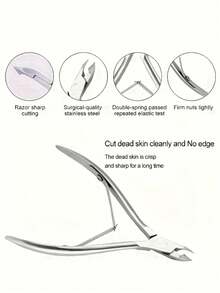 1pc Stainless Steel Professional Nail Clipper, Cuticle Nipper Nail Care Tool - Silver - View 5