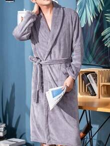 1pc Rob Pitt Style Women's Bathrobe, Ba Women's Long Robe Multi Style Home Light Luxury Water Absorbing Robe - Multicolor - View 7