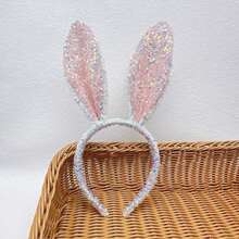 1pc New Cute Rabbit Ear Sequin Headband Hair Accessories, Women Hair Hoop Rabbit Ear Hair Clip - View 9